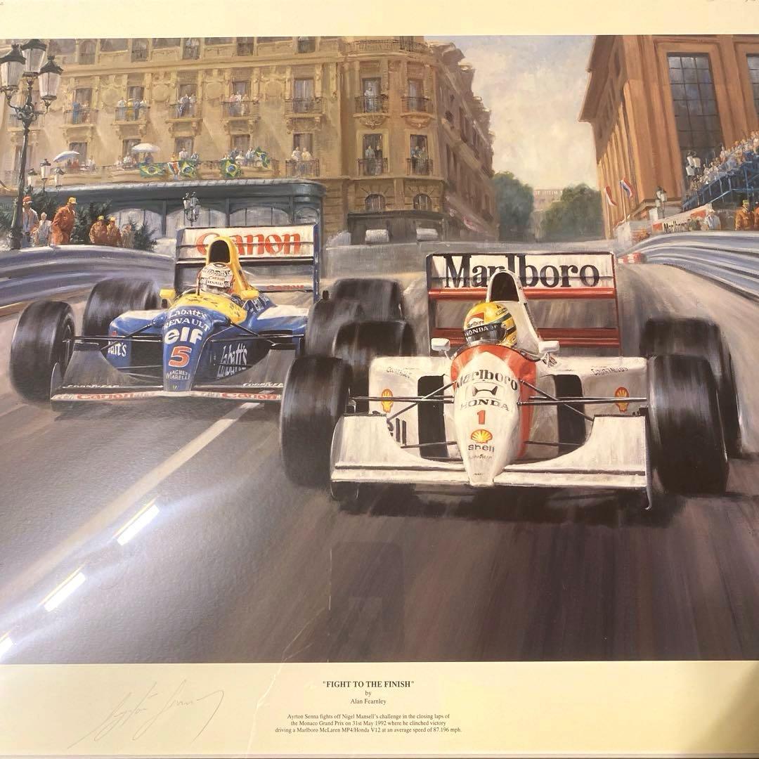 アイルトンセナ直筆サイン入りリトグラフ　FIGHT TO THE FINISH