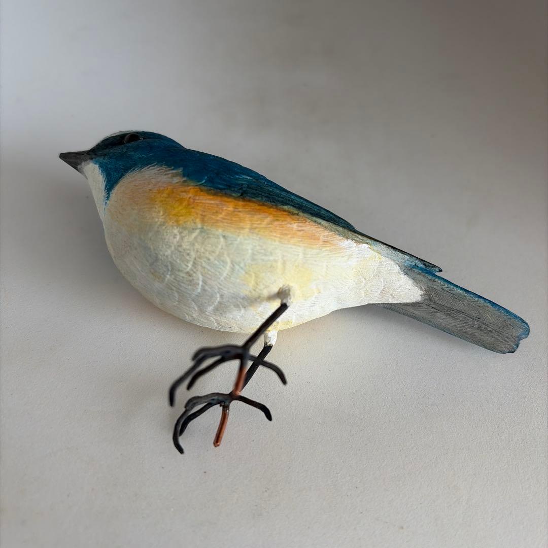ルリビタキ　　バードカービング　木彫りの野鳥　野鳥彫刻