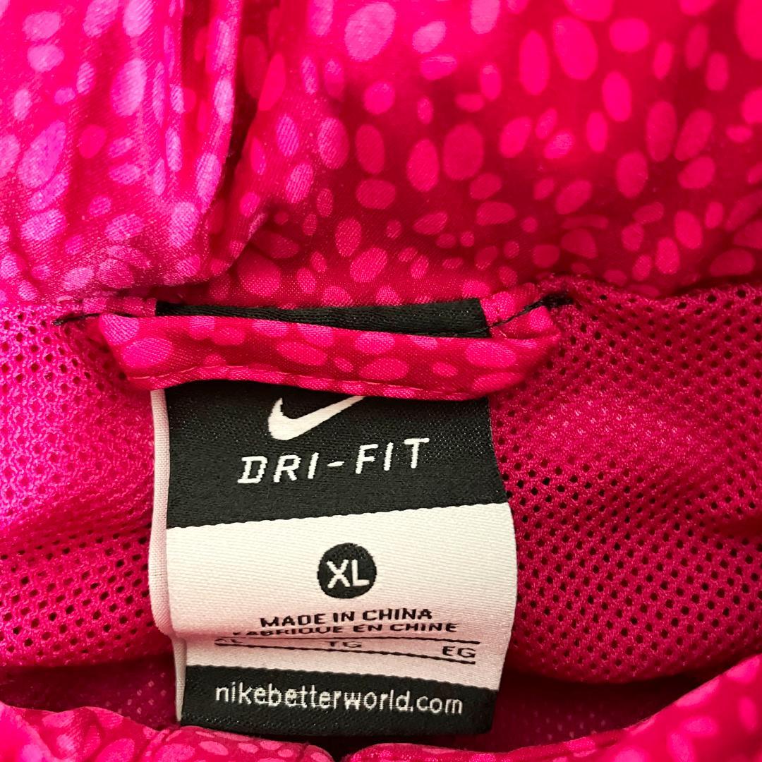 NIKE　ウィンドブレーカー　長袖　ピンク　総柄　ジップアップ　メッシュ