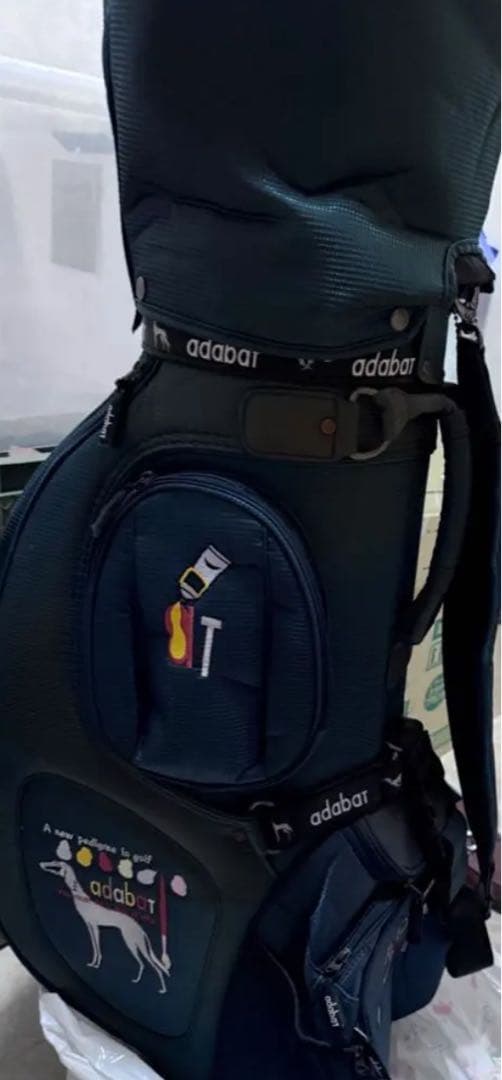 adabat アダバット　ゴルフキャディバッグ ネイビー 犬のイラスト付き