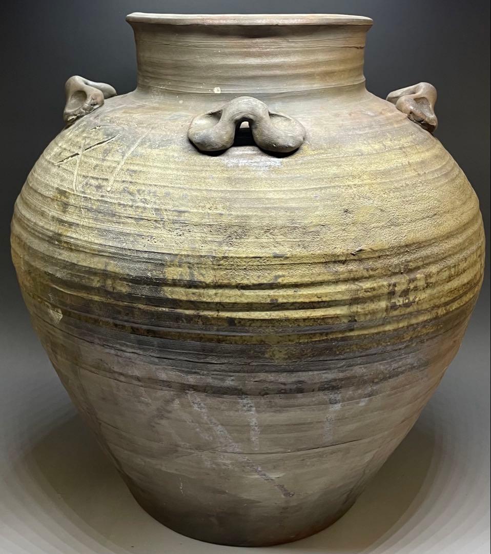 古備前　桃山時代　四耳壺　葉茶壺　大壺　特大　41cm f6441
