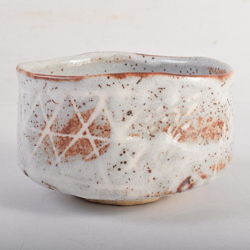 昇　荒川豊蔵　桧垣芦ノ絵鼠志野茶碗　銘朗景即中斎極め箱二重箱　DR8770