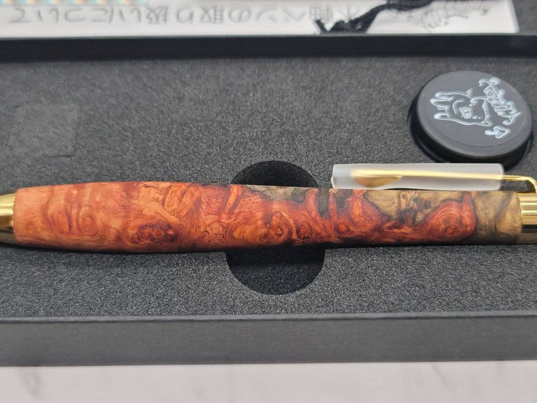 新品　こぶた工房　極上+花梨瘤　赤青　金金具　シャープペンシル0.5