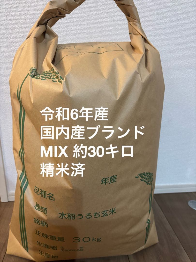令和6年産 国内産ブランド MIX米 約30キロ 精米済
