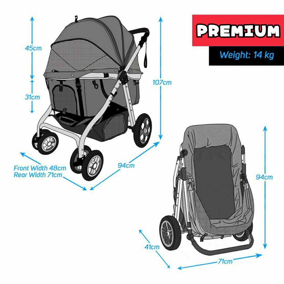 犬用ペットカート 黒 アルミフレーム