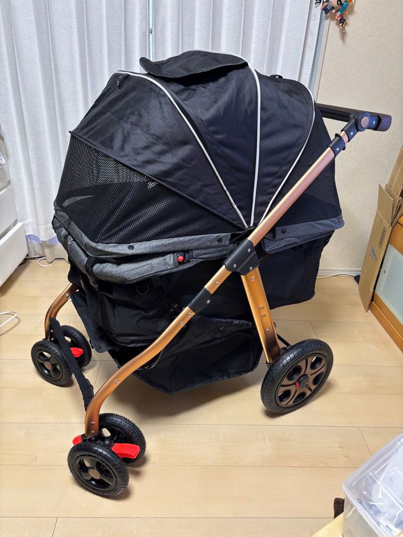 犬用ペットカート 黒 アルミフレーム