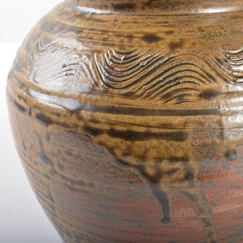 北大路魯山人作　信楽焼　波線文　壷　共箱　M　R5661