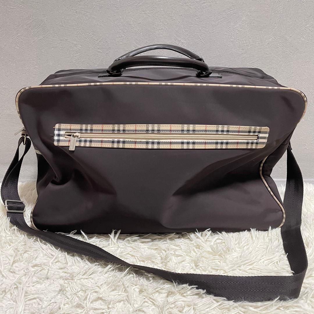 BURBERRY バーバリー ボストンバッグ ナイロン ノバチェック ブラウン