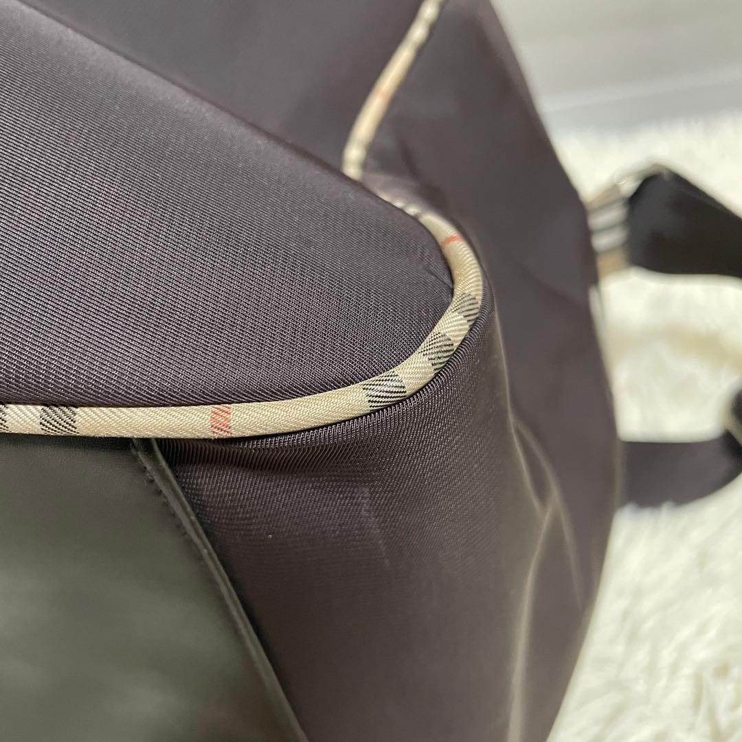 BURBERRY バーバリー ボストンバッグ ナイロン ノバチェック ブラウン