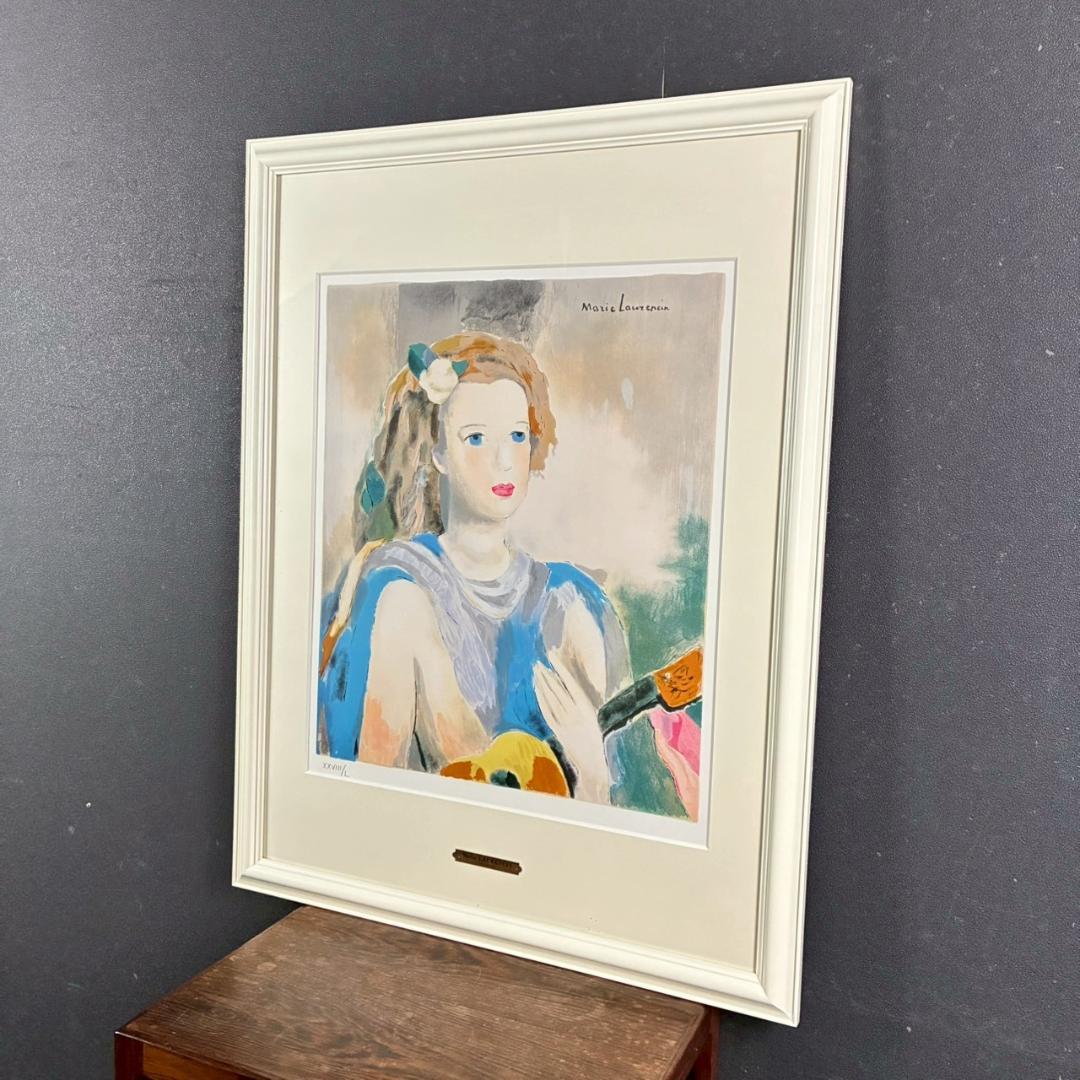 マリー・ローランサン「ギターを持つ乙女」リトグラフ 作品保証書有 フランス