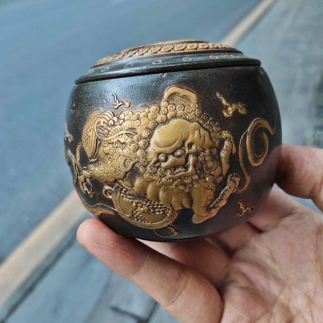 銅器 点金獅子茶壺 茶道具 香道具 装飾品 工芸品 置物