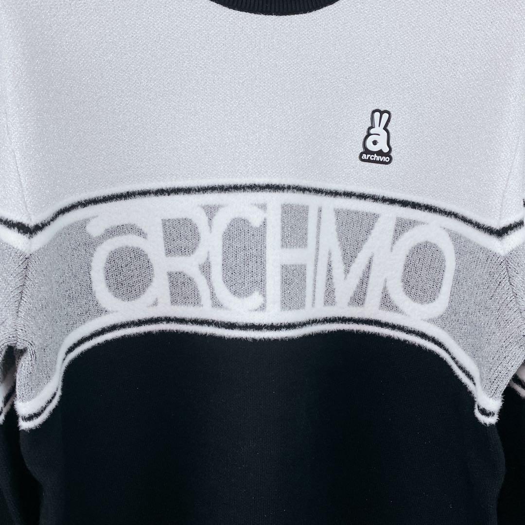 新品未使用24FW archivio キラキラロゴ入りモノトーンセーター 38号
