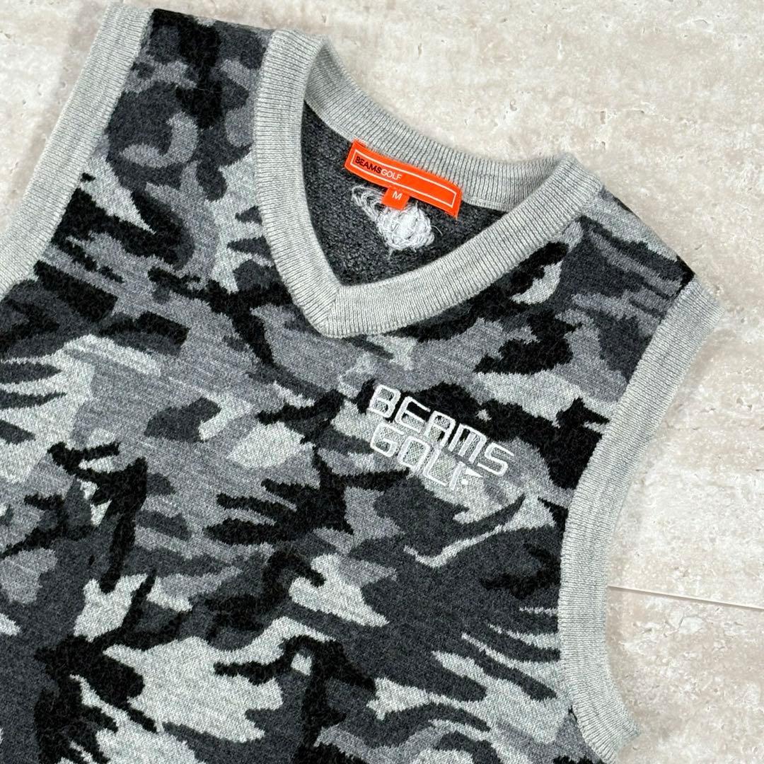 ビームスゴルフ BEAMS GOLF ベスト カモフラ柄 ロゴ刺繍 レディースM