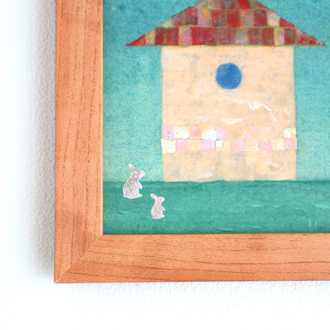 心を癒す教会アート｜月夜の照らす教会とうさぎ｜神聖な光を届ける日本画インテリア