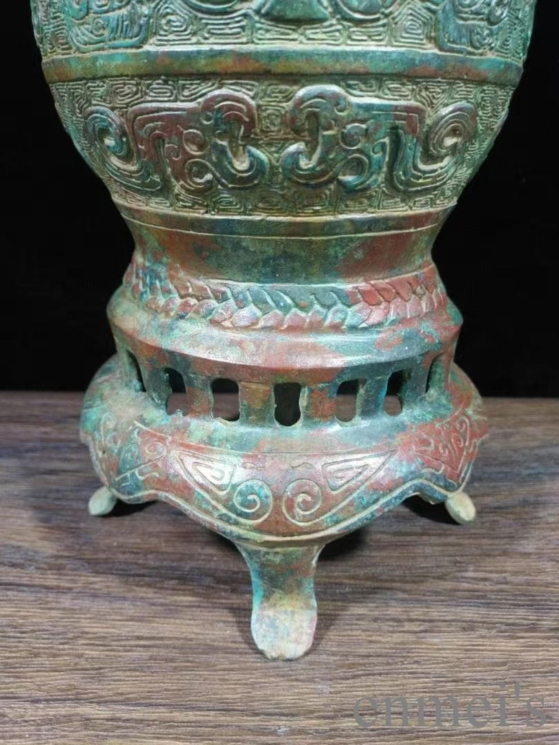 中国古美術 商周 青銅器 双龍壺 禮器 酒器 龍紋 帝王器物 古美術 骨董品