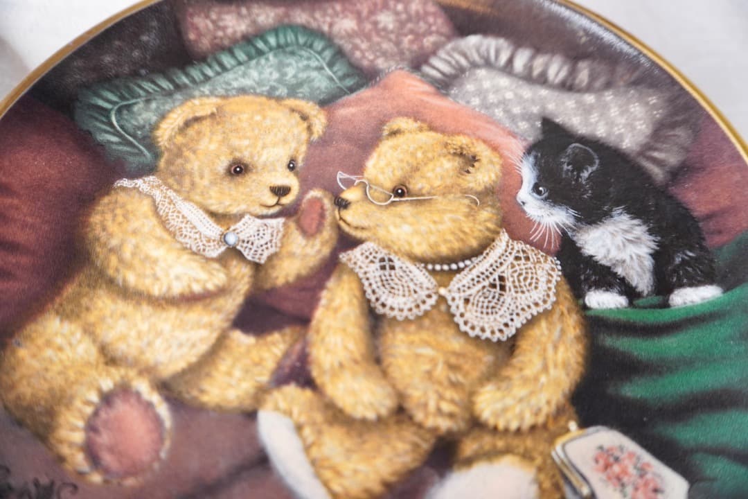 Franklin Mint テディベア 猫 絵皿 セット コレクションプレート
