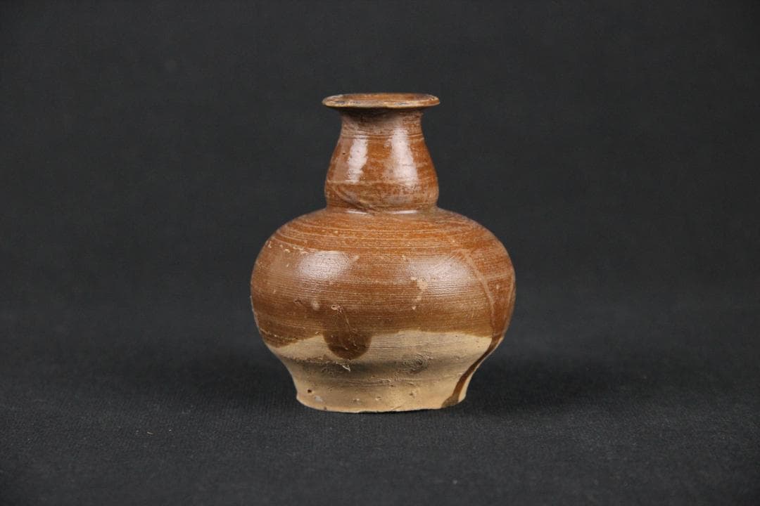 中国　明清時代 褐釉小壺 古民窯 福建窯 唐物 中国古玩 EU11-7