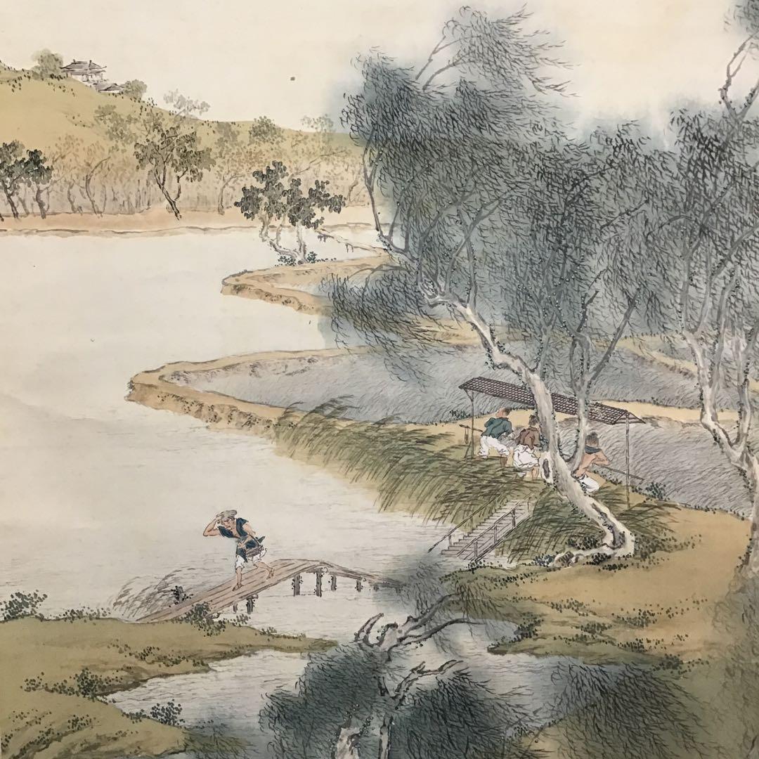 K茶道具　掛軸　二幅対「耕織図　双幀」　仿華山翁図　華僊作　共箱　S1001KJ