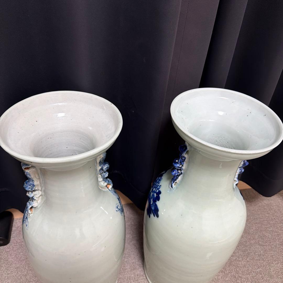 染付花瓶　二個セット　骨董品　アンティーク　中国　古い