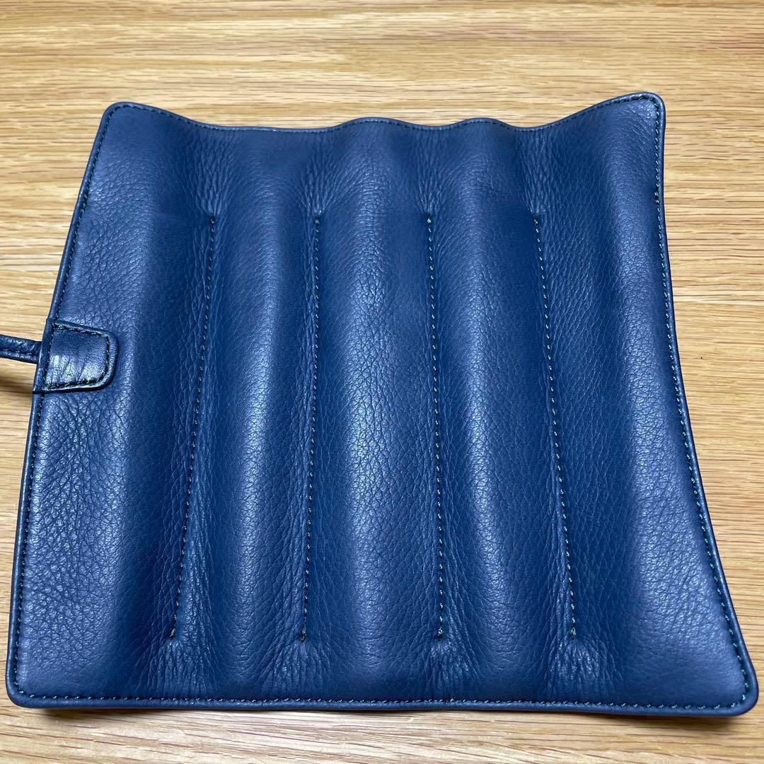 【希少限定カラー】ナガサワキップレザーロールペンケース5本差し北野坂ナイトブルー