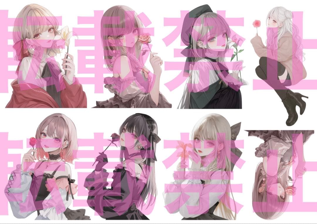 限定③【オリジナルキャラ】コラージュシート　素材　女の子 コラージュ素材