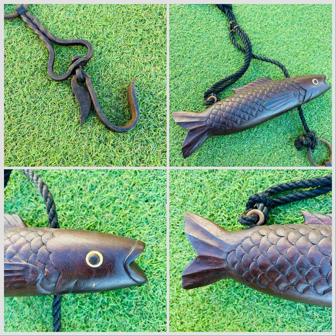 囲炉裏　自在鉤　分銅　囲炉裏小道具　天秤棒　堀如真 銅製 鯉型 風鎮　栓抜き