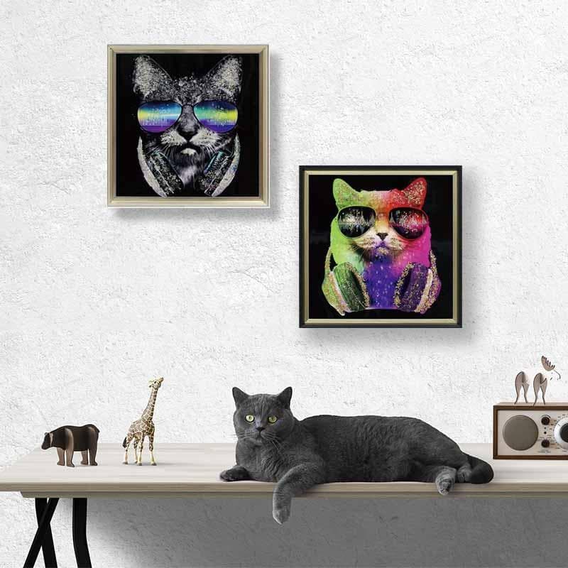 アートフレーム ファンキーキャット/猫 カッツェ 絵画 クリスタルピクチャー