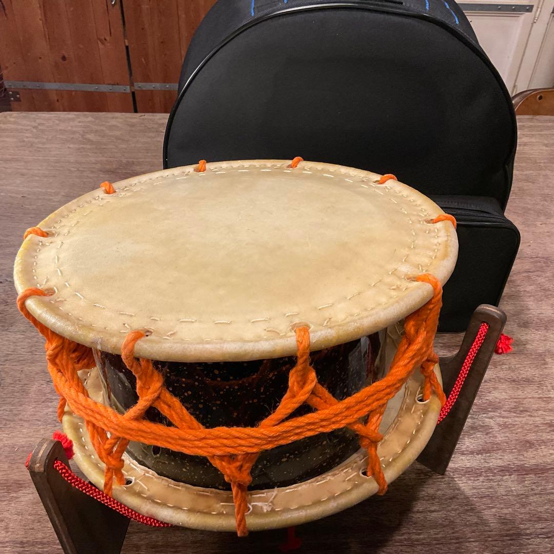 【良品】35cm！締太鼓 和太鼓 太鼓台 スタンド ケース付き 和楽器 伝統芸能