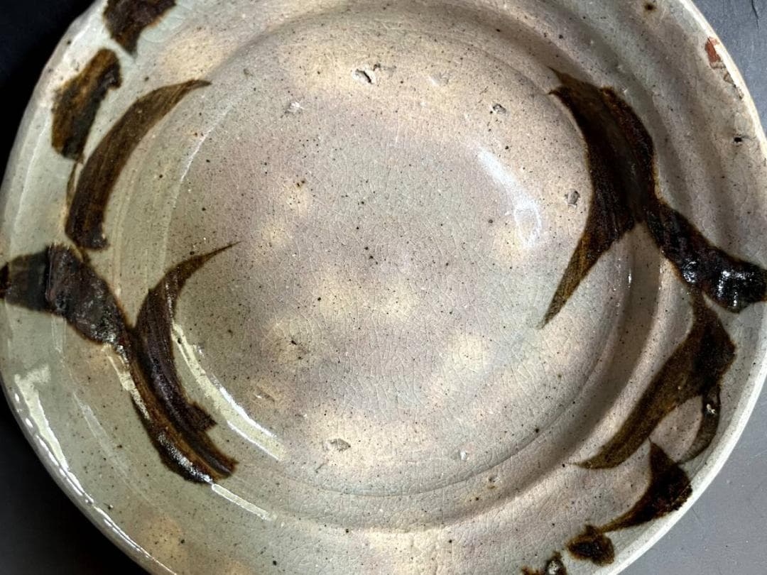 鉢■絵唐津 花唐草紋 菓子器 三つ足平鉢 深皿 古美術 時代物 骨董品■