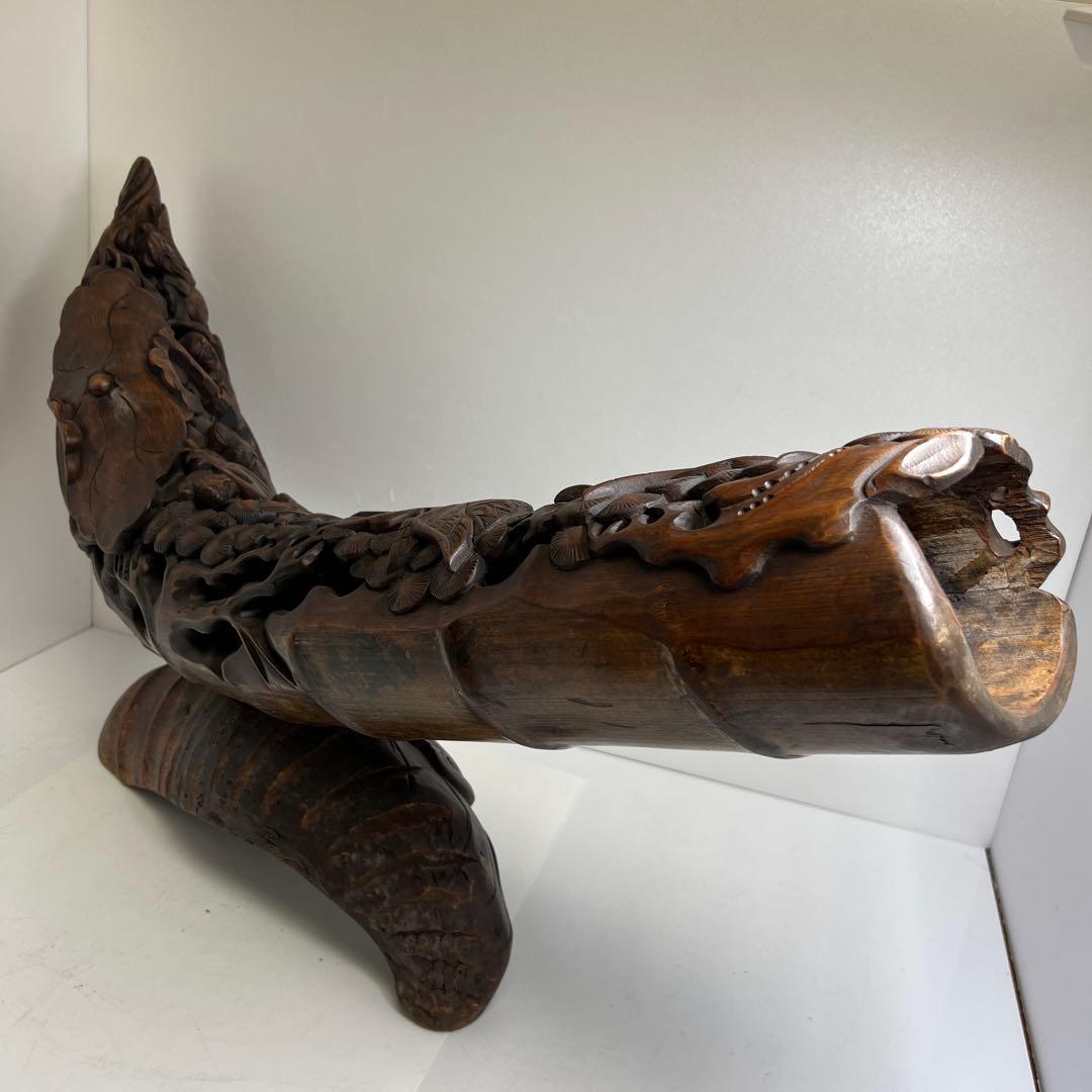 竹製　特大透かし人物置物　幅約76㎝/最大高さ約42㎝東Y8-0128④トコト