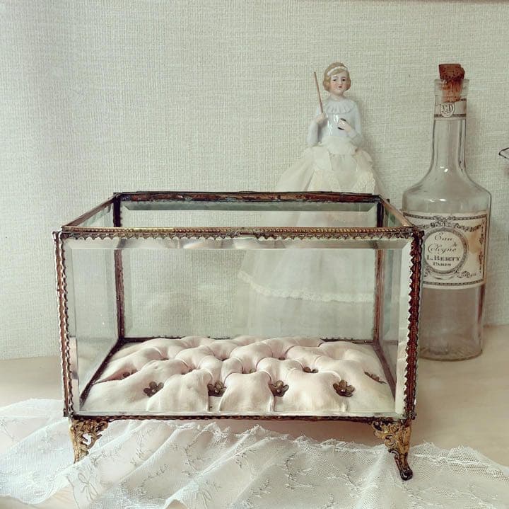 セール　フランスアンティーク　大きなジュエリーボックス　淡いピンク