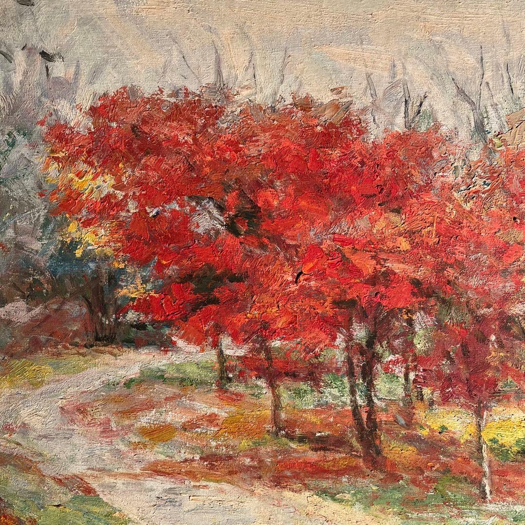 手書き油絵 山道（大）絵画 インテリア