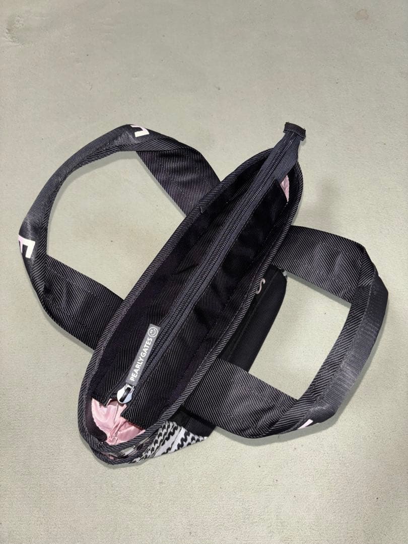 （超美品）パーリーゲイツ、グレンチェック柄シリーズ、カートバッグ、ラウンドバッグ