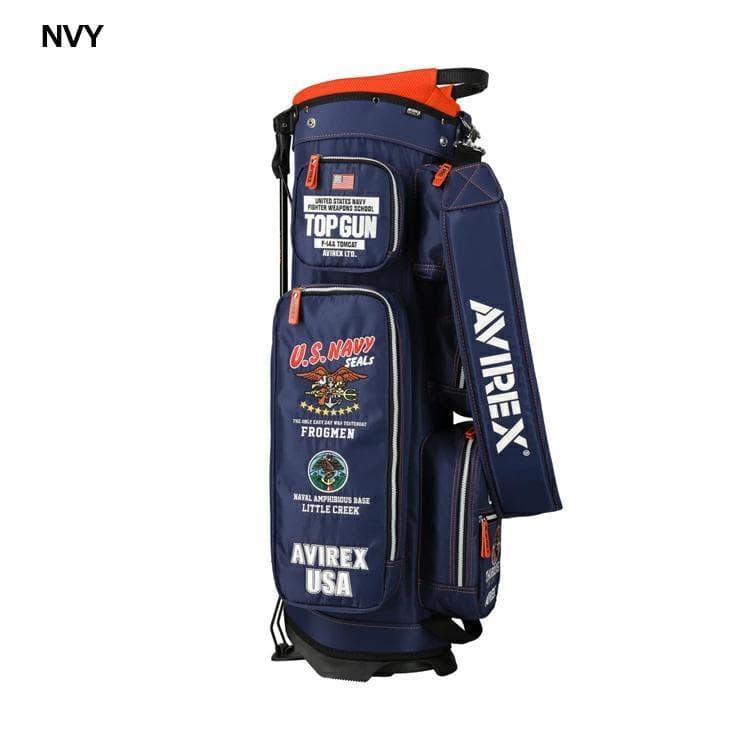 新品 AVIREX アヴィレックスゴルフ スタンド キャディバッグ ネイビー