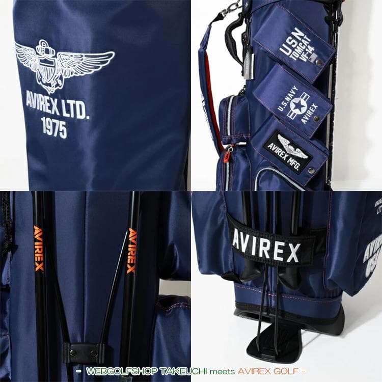 新品 AVIREX アヴィレックスゴルフ スタンド キャディバッグ ネイビー