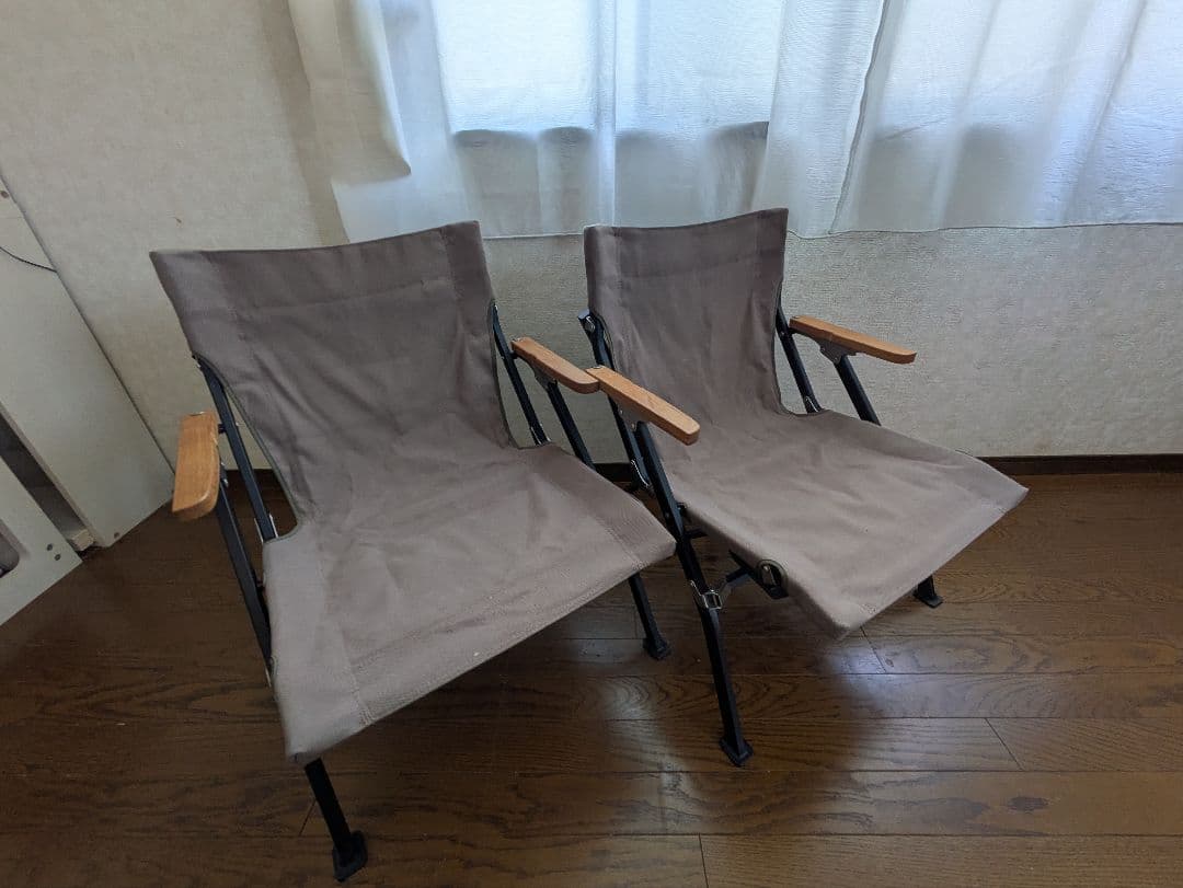 2脚セット peak ローチェア グレー ドリンクフォルダー、収納袋付