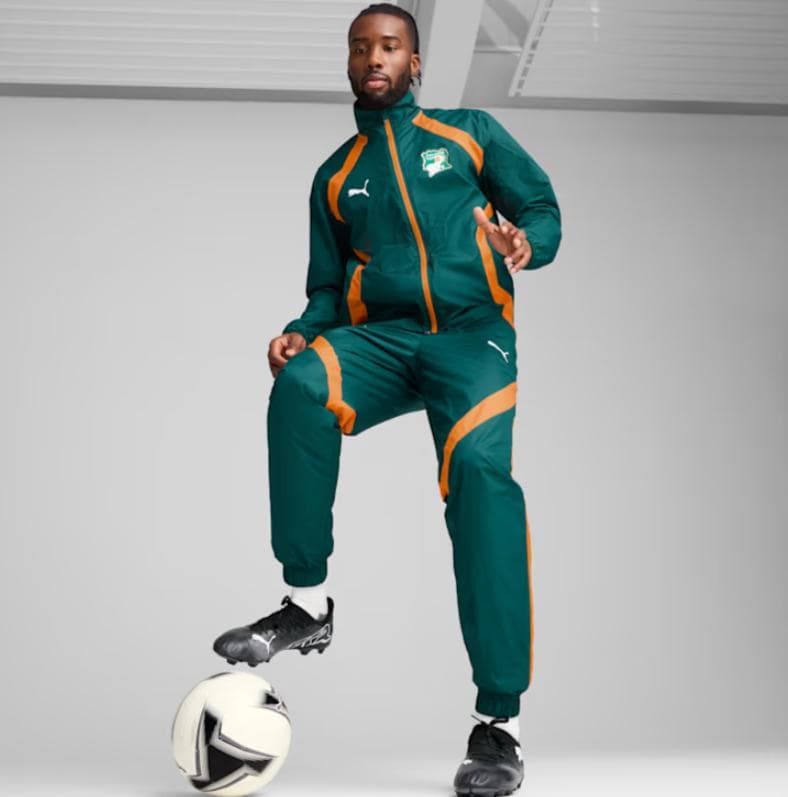 PUMA サッカー コートジボワール代表 ウーブン セットアップ S グリーン