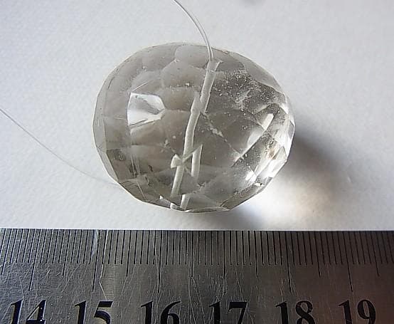 ★A3001★特大　多面カット　水晶　クォーツビーズ　 アンティーク　エスニック