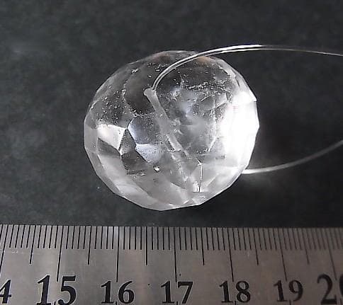 ★A3001★特大　多面カット　水晶　クォーツビーズ　 アンティーク　エスニック