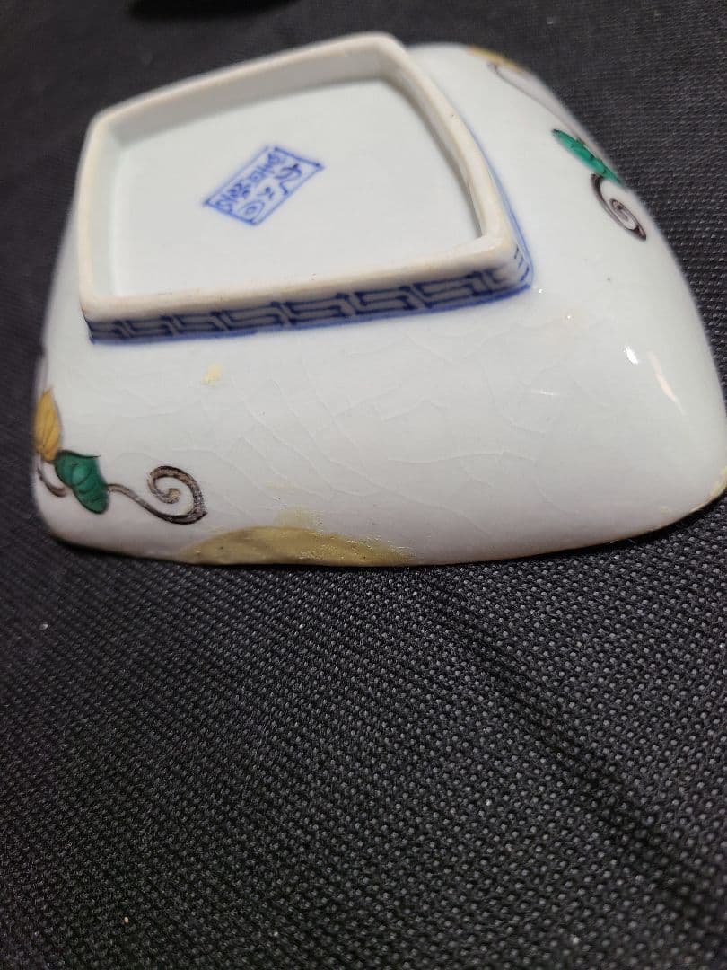 九谷焼初代須田菁華古九谷色絵菱形皿5枚