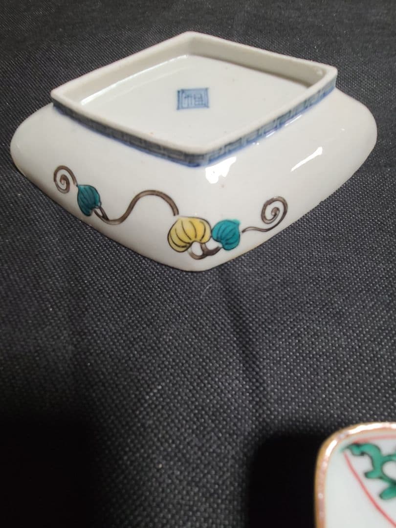 九谷焼初代須田菁華古九谷色絵菱形皿5枚