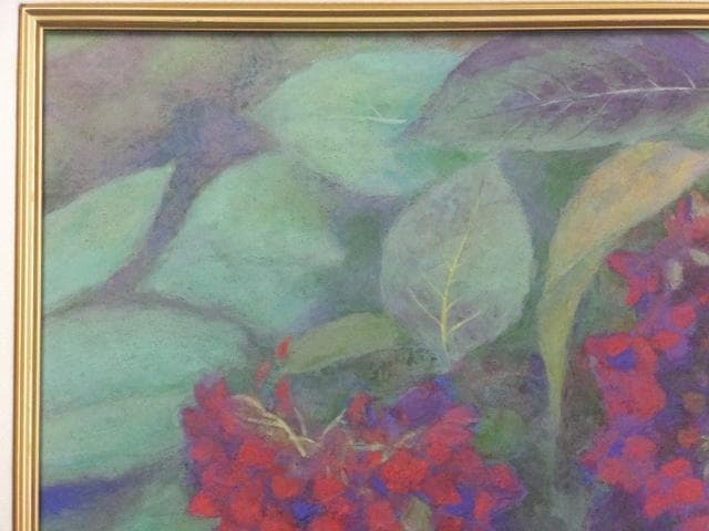 芸術院会員　浦田正夫　落款印譜 共シール『紫陽花』日本画 岩絵具彩色 1025E