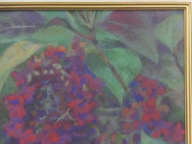 芸術院会員　浦田正夫　落款印譜 共シール『紫陽花』日本画 岩絵具彩色 1025E