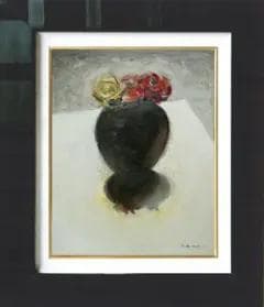 油絵 菅家令子 絵 絵画 インテリア uF6-071002 花 ばら