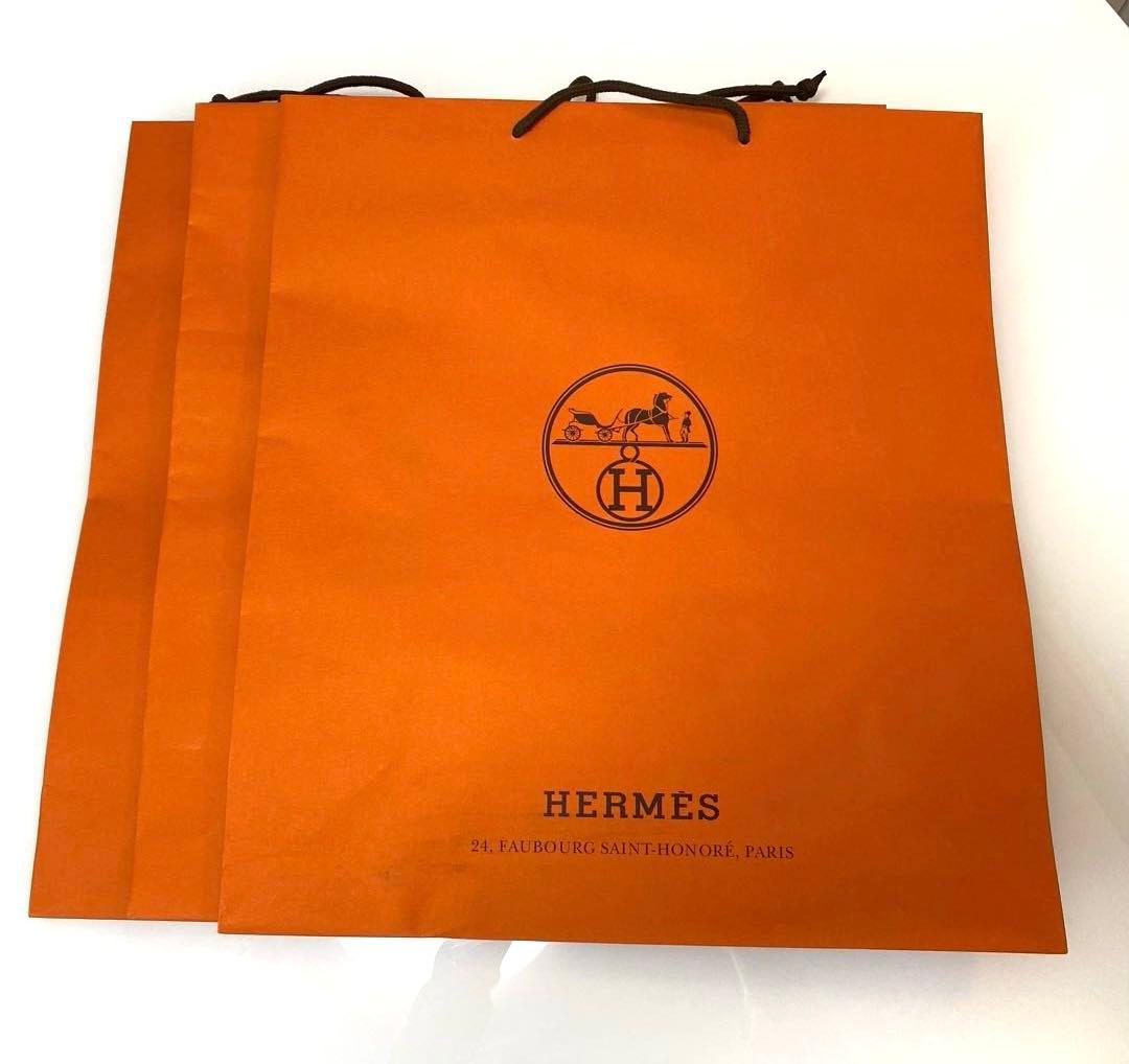 新品未使用　HERMÈS オレンジ ショップ袋 大きめ　合計14袋　リボン×2