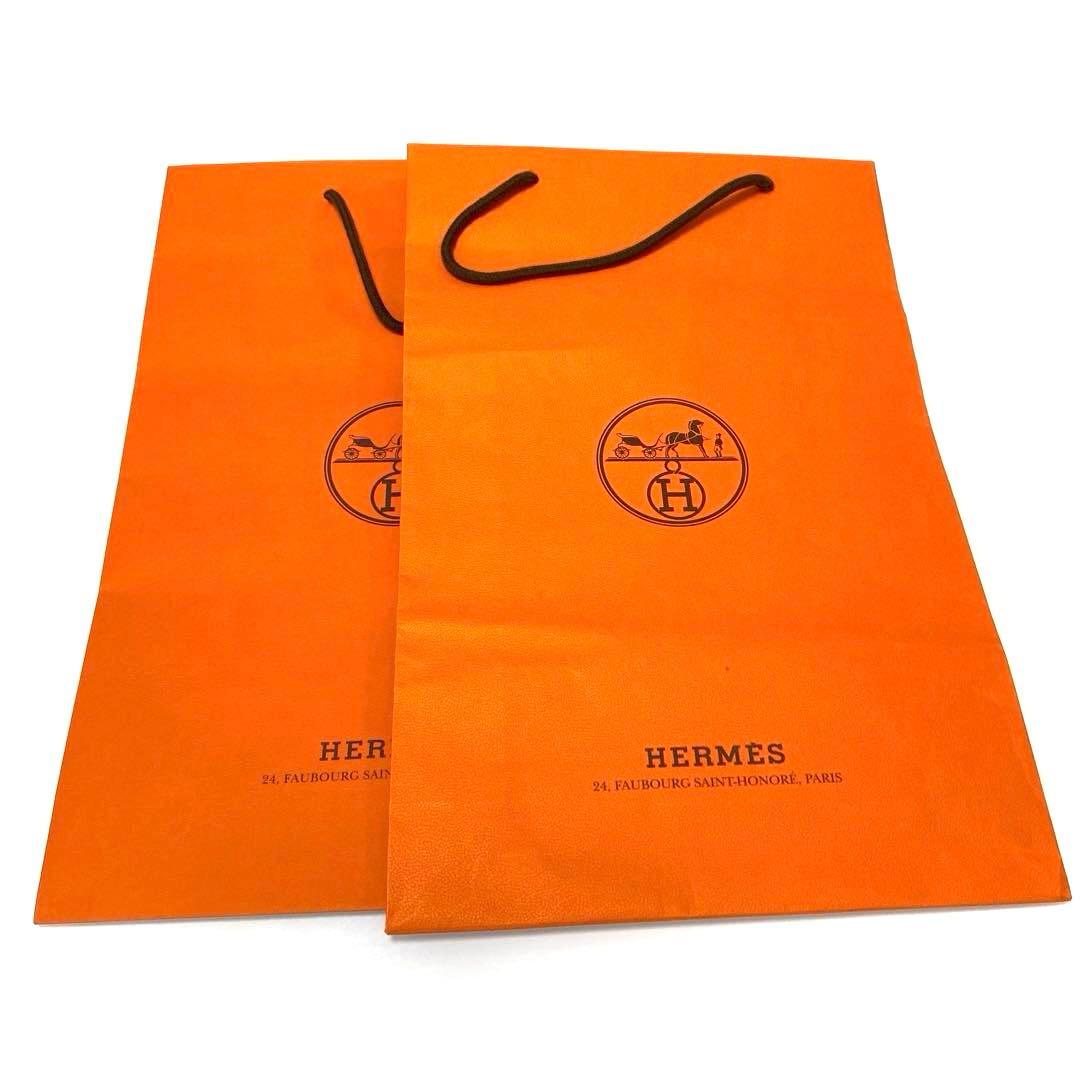 新品未使用　HERMÈS オレンジ ショップ袋 大きめ　合計14袋　リボン×2