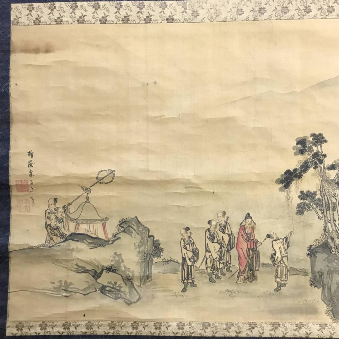 楯嶽/森子文/太公望図/人物図/横物/掛軸/名家伝来/AD-8