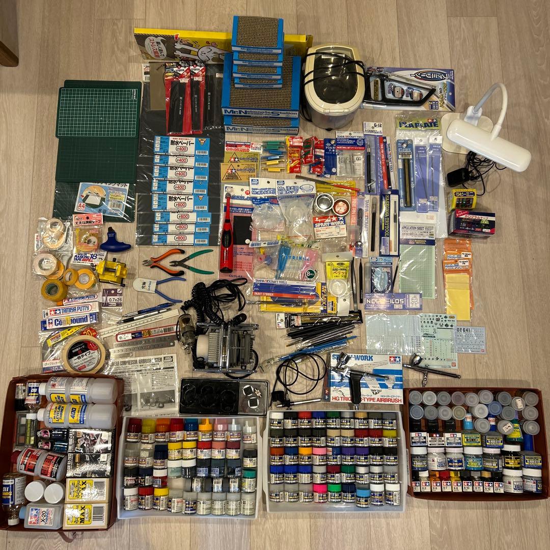 プラモデル 制作セット　リニアコンプレッサーL5 エアブラシ　ピンバイス　他