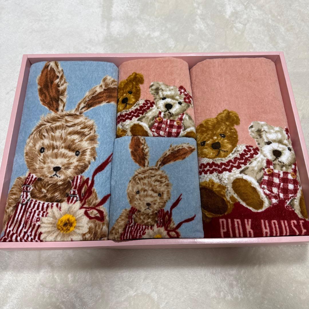 希少　PINKHOUSE バスタオル&フェイスタオルセット　未使用　クマとウサギ
