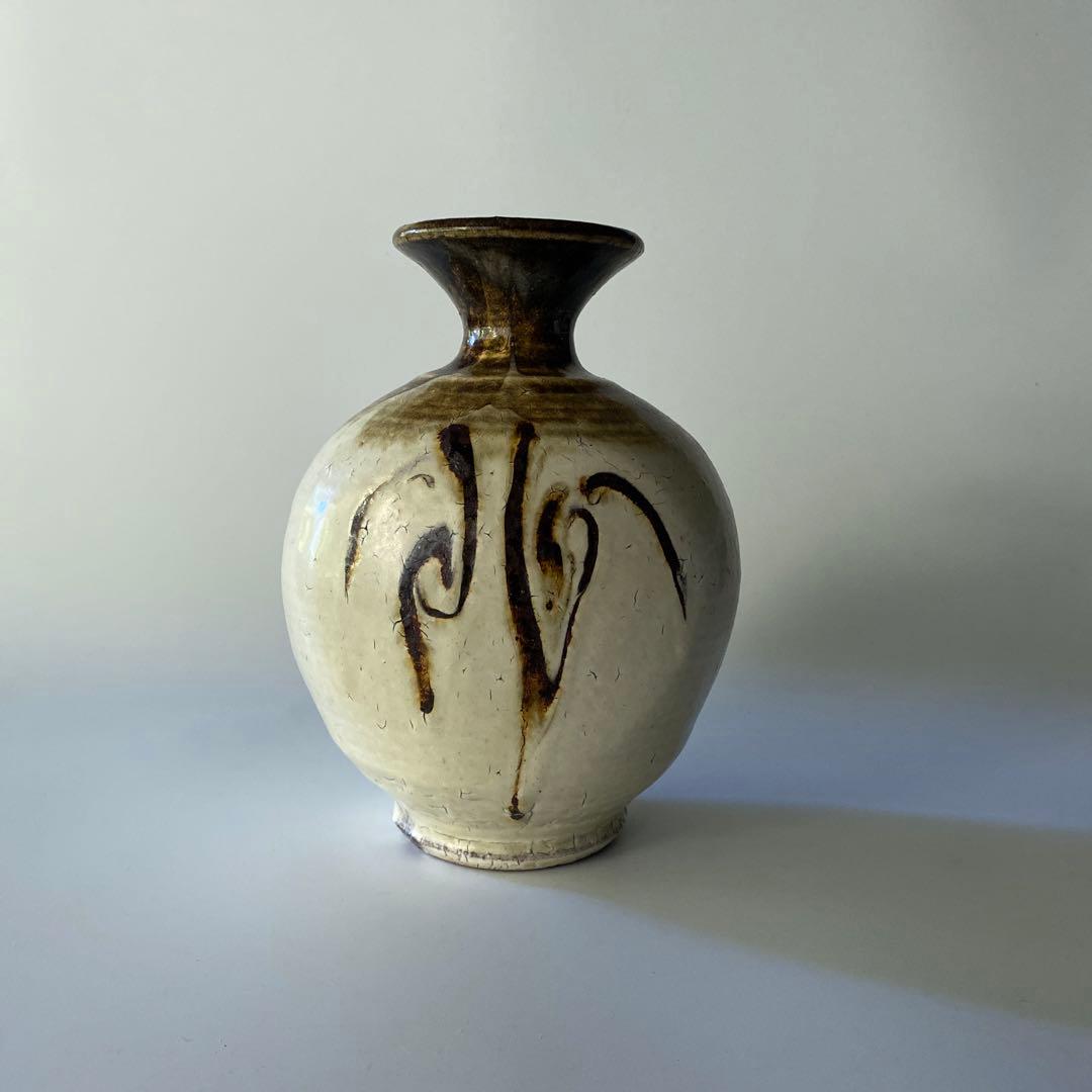 希少 舩木道忠 白釉柳文扁壼 扁壼 壺 花瓶 花器 共箱付き 舩木研兒